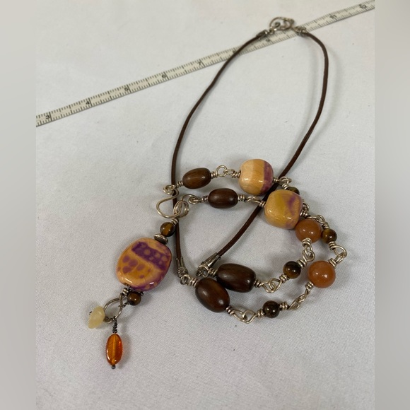 Funky artisan silvertone wire style neutral necklace - Picture 6 of 7